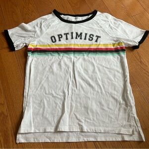old navy XL 14 kids White T-Shirt with Colorful Stripes optimist cute summer